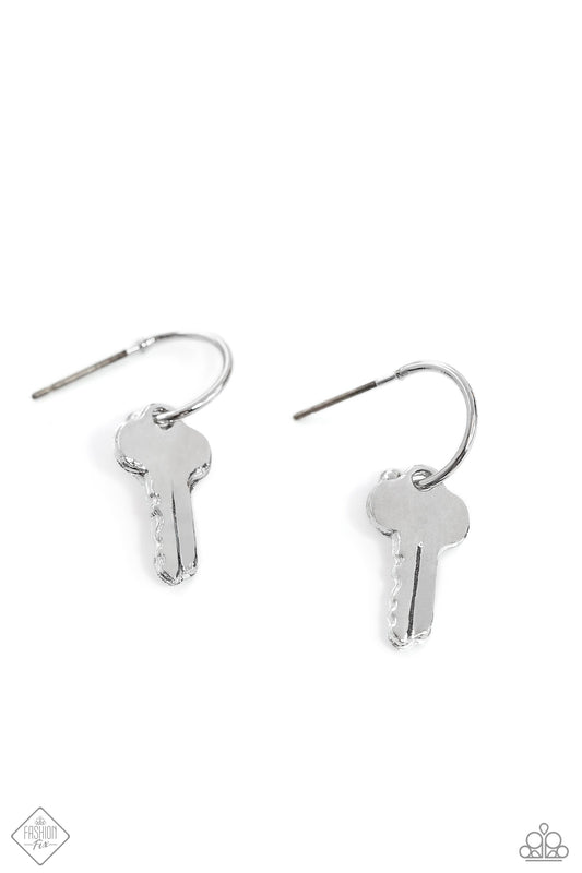 The Key to Everything - Silver Earring - Paparazzi - Dare2bdazzlin N Jewelry