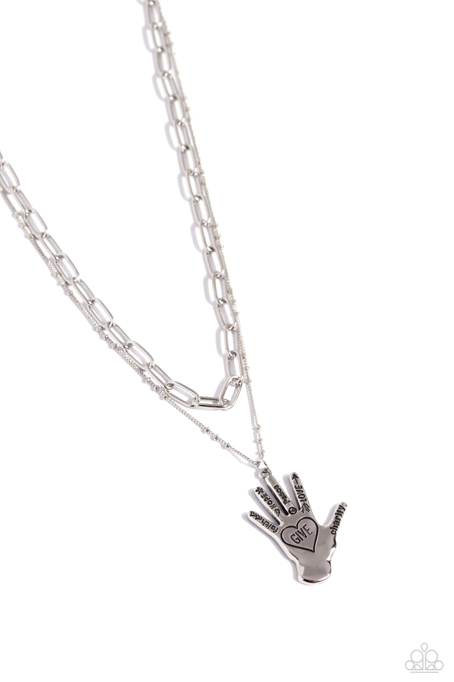 Giving a Hand - Silver Necklace - Paparazzi - Dare2bdazzlin N Jewelry