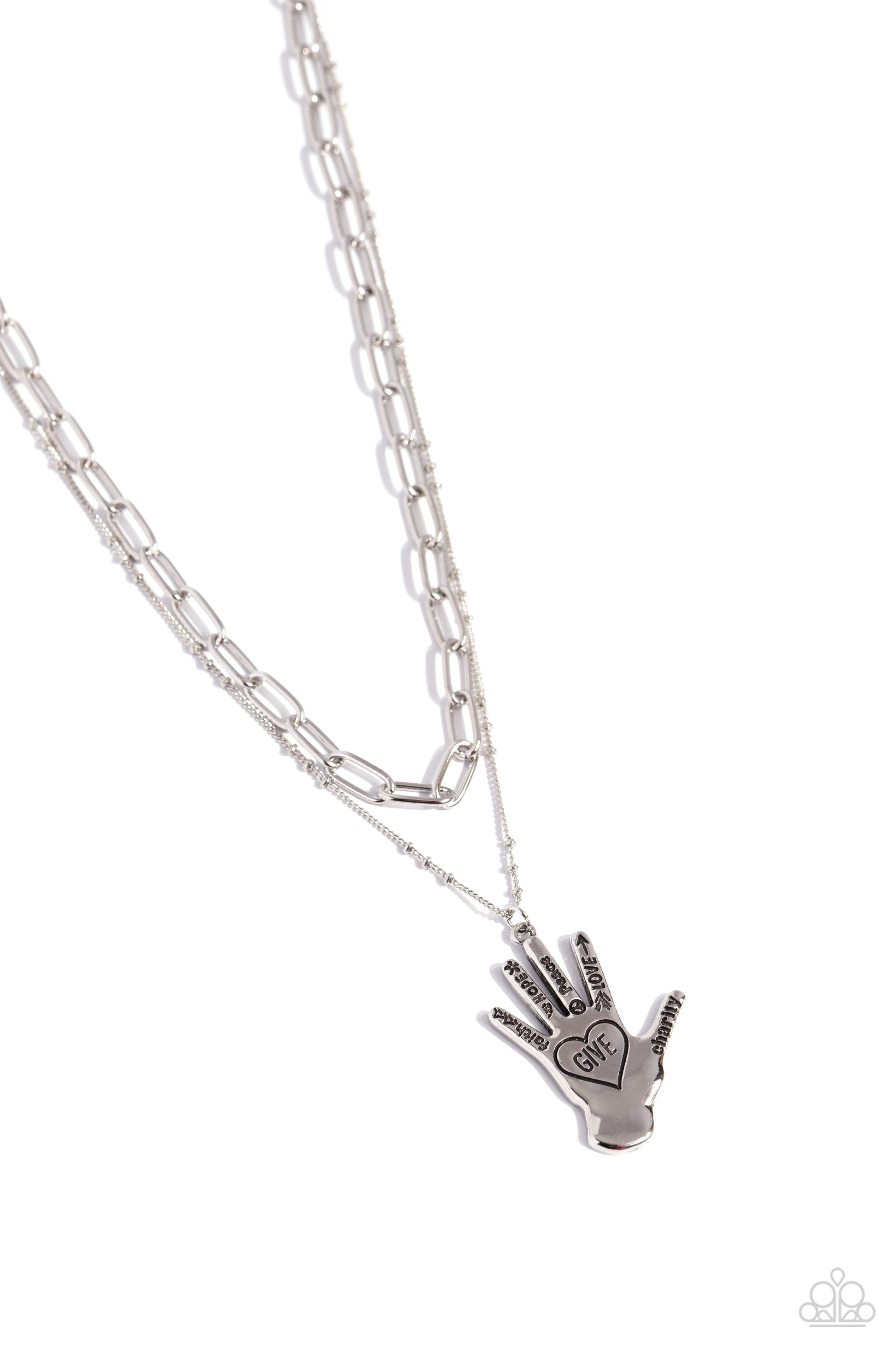 Giving a Hand - Silver Necklace - Paparazzi - Dare2bdazzlin N Jewelry