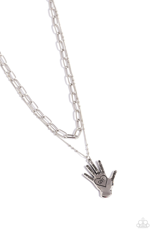 Giving a Hand - Silver Necklace - Paparazzi - Dare2bdazzlin N Jewelry
