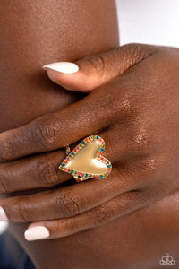 Smitten Shimmer - Gold Ring - Paparazzi - Dare2bdazzlin N Jewelry