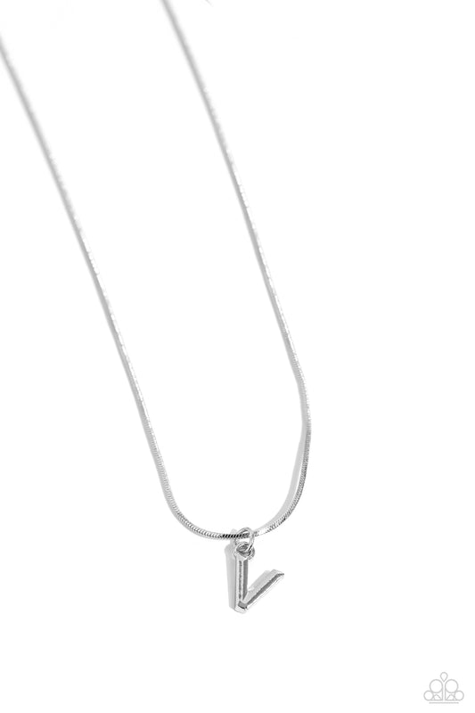 Seize the Initial - Silver - V Necklace - Paparazzi - Dare2bdazzlin N Jewelry