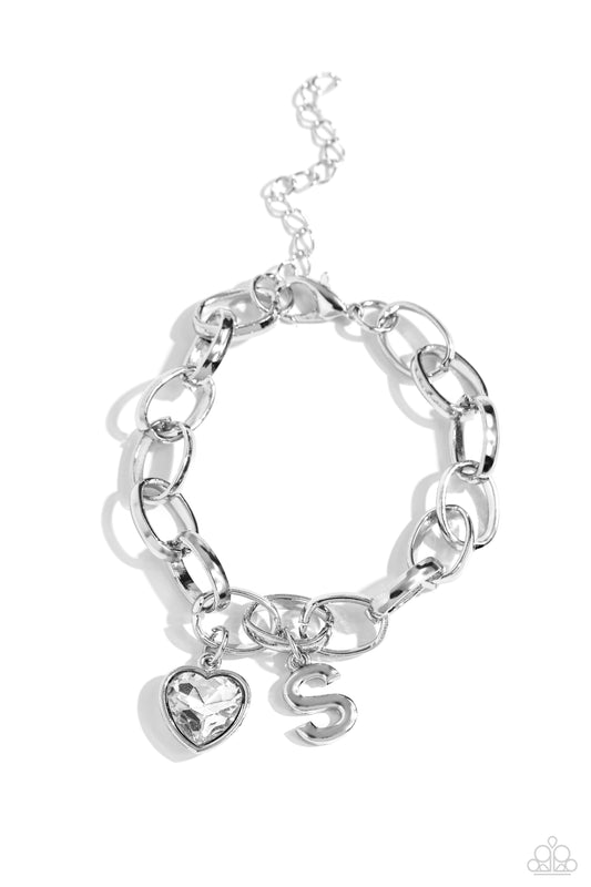 Guess Now Its INITIAL - White - S Bracelet - Paparazzi - Dare2bdazzlin N Jewelry