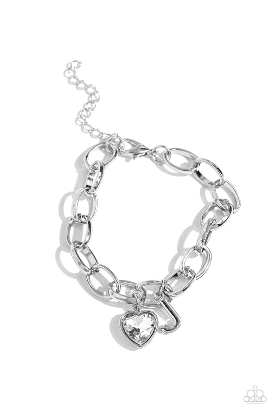 Guess Now Its INITIAL - White - J Bracelet - Paparazzi - Dare2bdazzlin N Jewelry