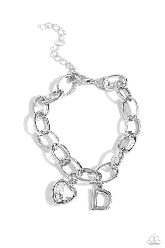 Guess Now Its INITIAL - White - D Bracelet - Paparazzi - Dare2bdazzlin N Jewelry