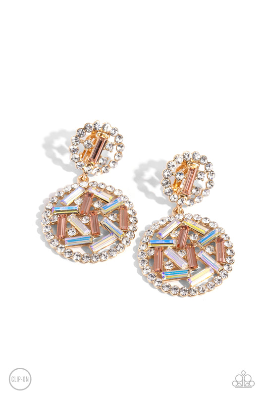 Gasp-Worthy Glam - Gold Clip-On Earring - Paparazzi - Dare2bdazzlin N Jewelry