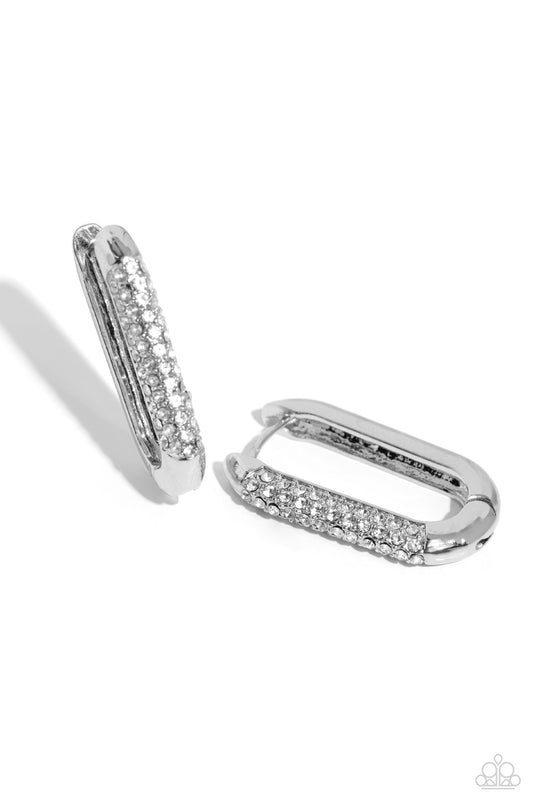 Generating Glitter - White Hoops - Hinge Earring - Paparazzi - Dare2bdazzlin N Jewelry