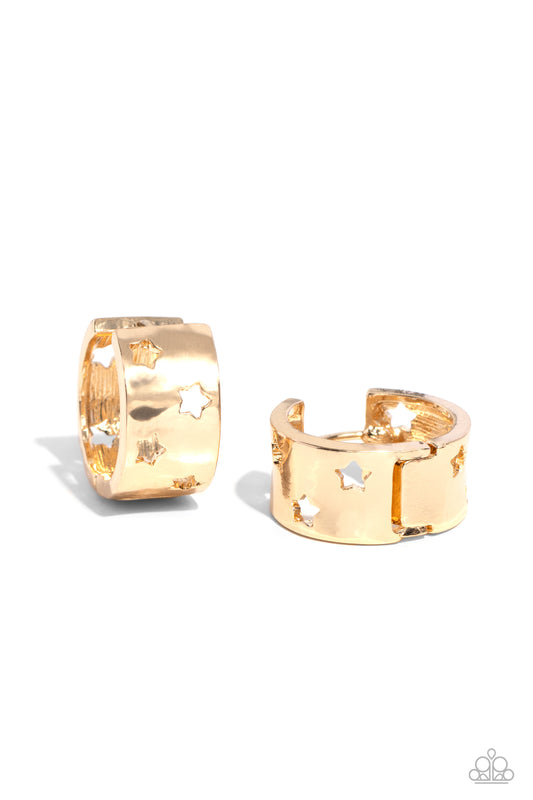 Setting the STAR High - Gold Hoops Hinge Earring - Paparazzi - Dare2bdazzlin N Jewelry