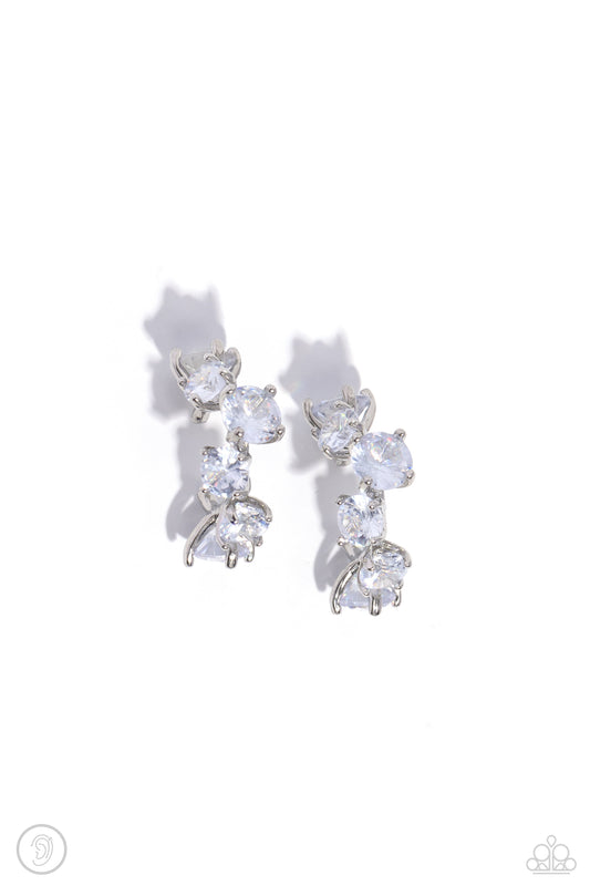 Breathtaking Blend White Earring Cuff - Paparazzi - Dare2bdazzlin N Jewelry