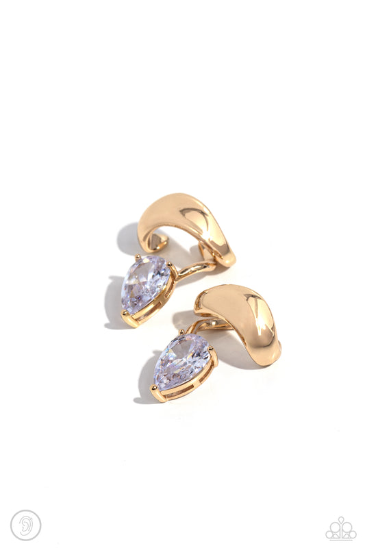 Twisting Teardrop Gold Earring Cuff - Paparazzi - Dare2bdazzlin N Jewelry
