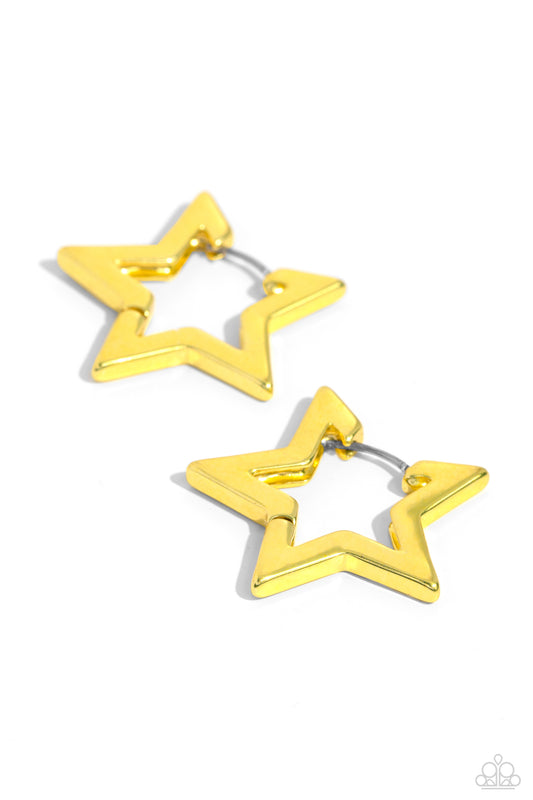 In A Galaxy STAR, STAR Away - Yellow Hoops Hinge - Paparazzi - Dare2bdazzlin N Jewelry