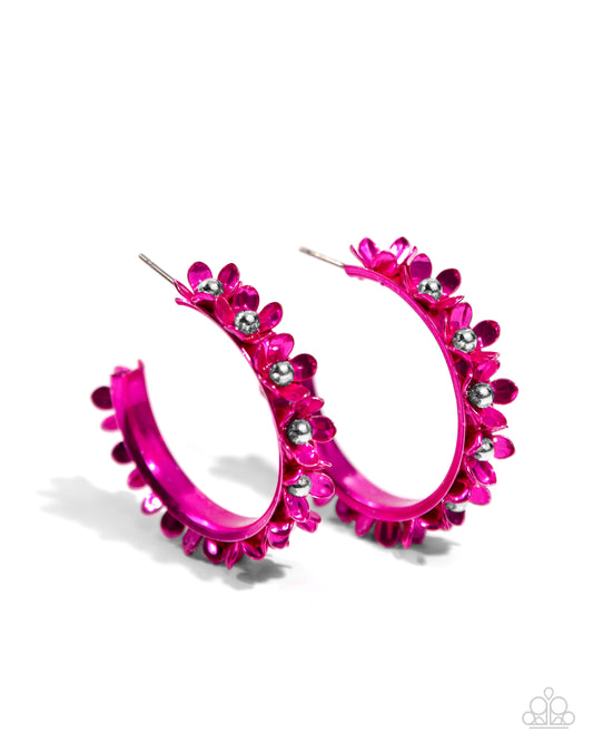 Fashionable Flower Crown - Pink Earring - Paparazzi - Dare2bdazzlin N Jewelry
