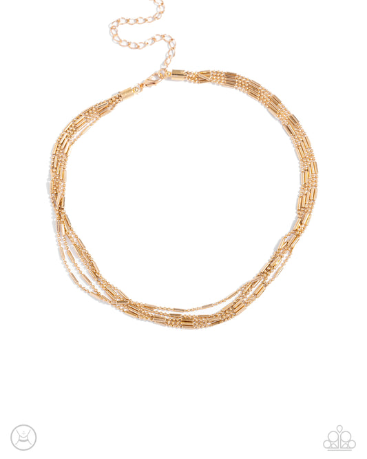 Monochromatic Marvel - Gold Choker - Paparazzi - Dare2bdazzlin N Jewelry
