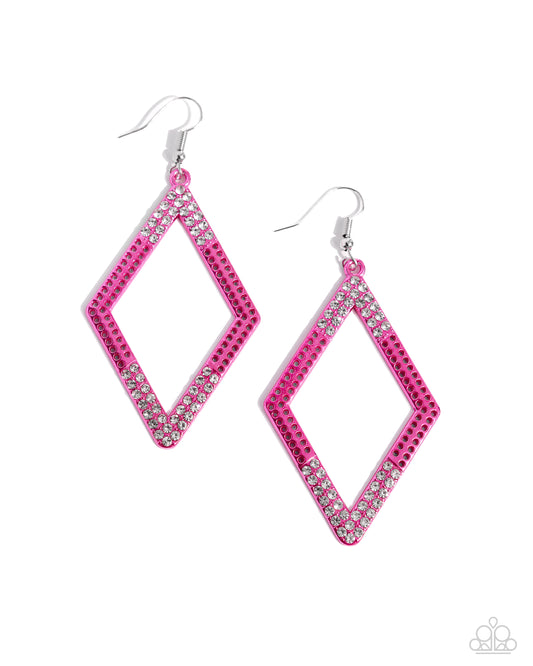 Eloquently Edgy - Pink Earring - Paparazzi - Dare2bdazzlin N Jewelry