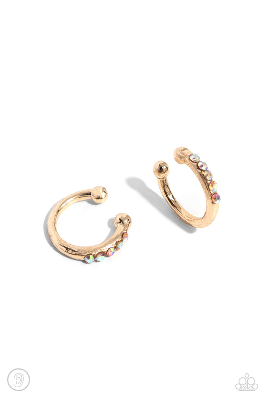 Charming Cuff - Gold Earring Cuff - Paparazzi - Dare2bdazzlin N Jewelry