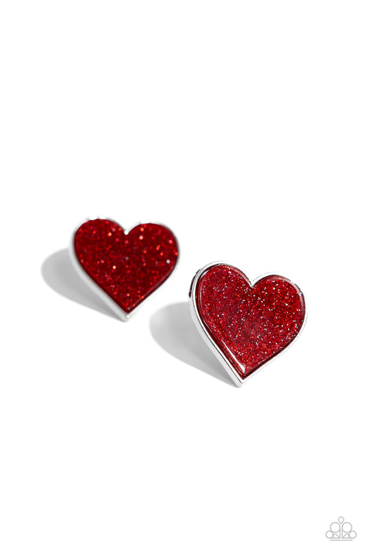 Glitter Gamble - Red Post Earring - Paparazzi - Dare2bdazzlin N Jewelry