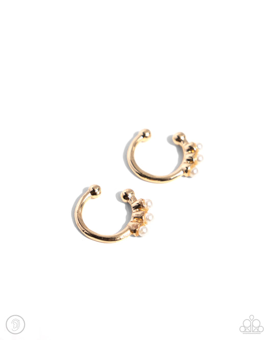 Ballerina Backdrop - Gold Earring Cuff - Paparazzi - Dare2bdazzlin N Jewelry