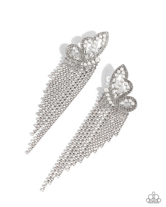Aerial Accent - White Post Earring - Paparazzi - Dare2bdazzlin N Jewelry