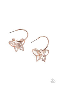 Butterfly Freestyle Rose Gold Hoop Earring - Dare2bdazzlin N Jewelry