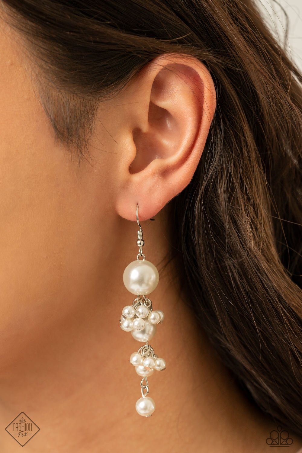Ageless Applique - White Earring - Paparazzi - Dare2bdazzlin N Jewelry