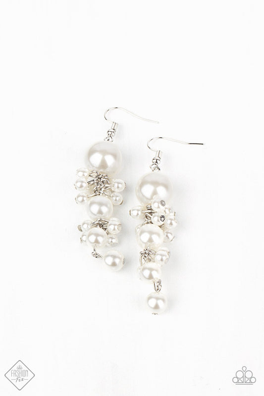Ageless Applique - White Earring - Paparazzi - Dare2bdazzlin N Jewelry