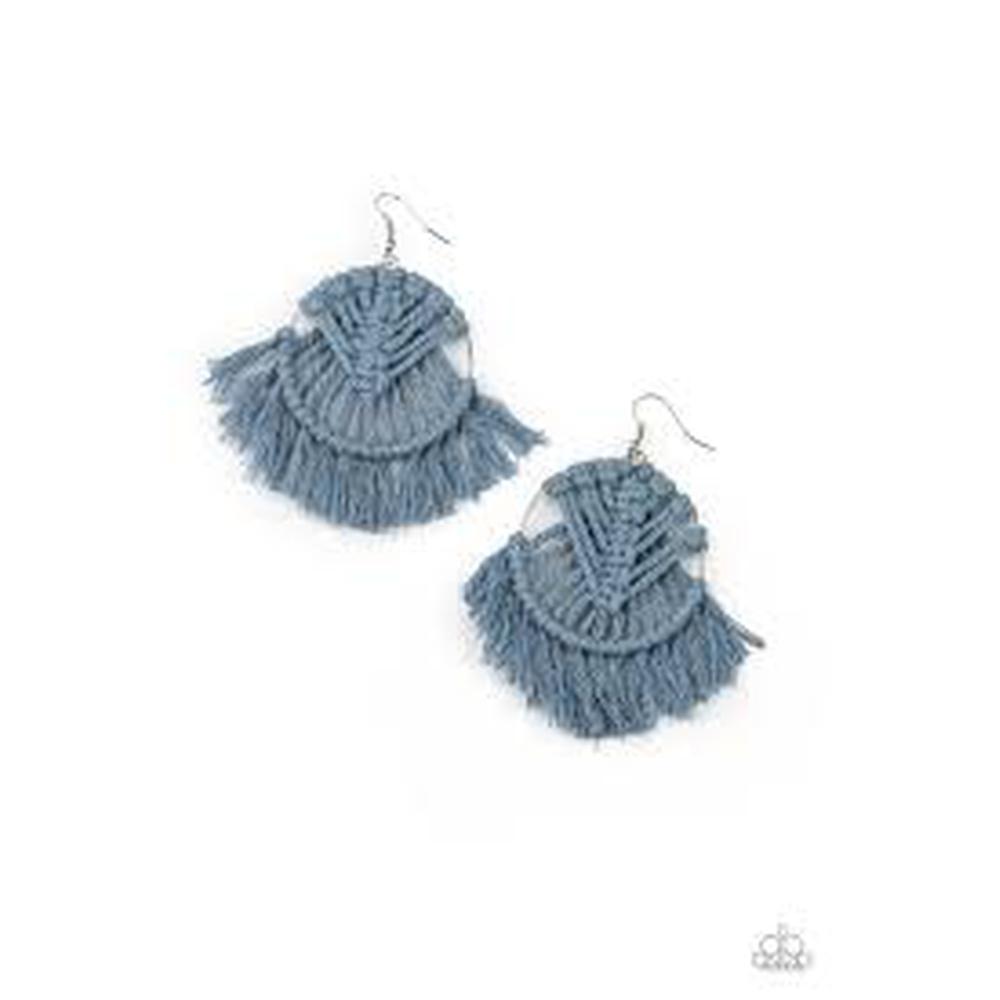 All About MACRAME- Blue Earrings - Paparazzi - Dare2bdazzlin N Jewelry