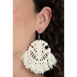 All About MACRAME White Earring - Paparazzi - Dare2bdazzlin N Jewelry