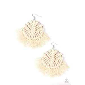 All About MACRAME White Earring - Paparazzi - Dare2bdazzlin N Jewelry