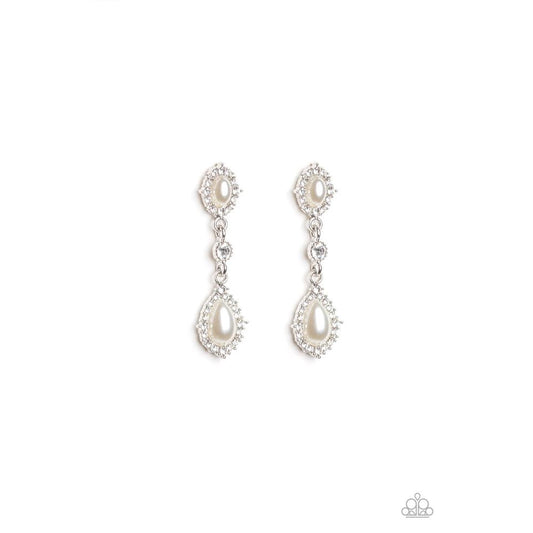 All-GLOWING - White Earrings - Paparazzi - Dare2bdazzlin N Jewelry