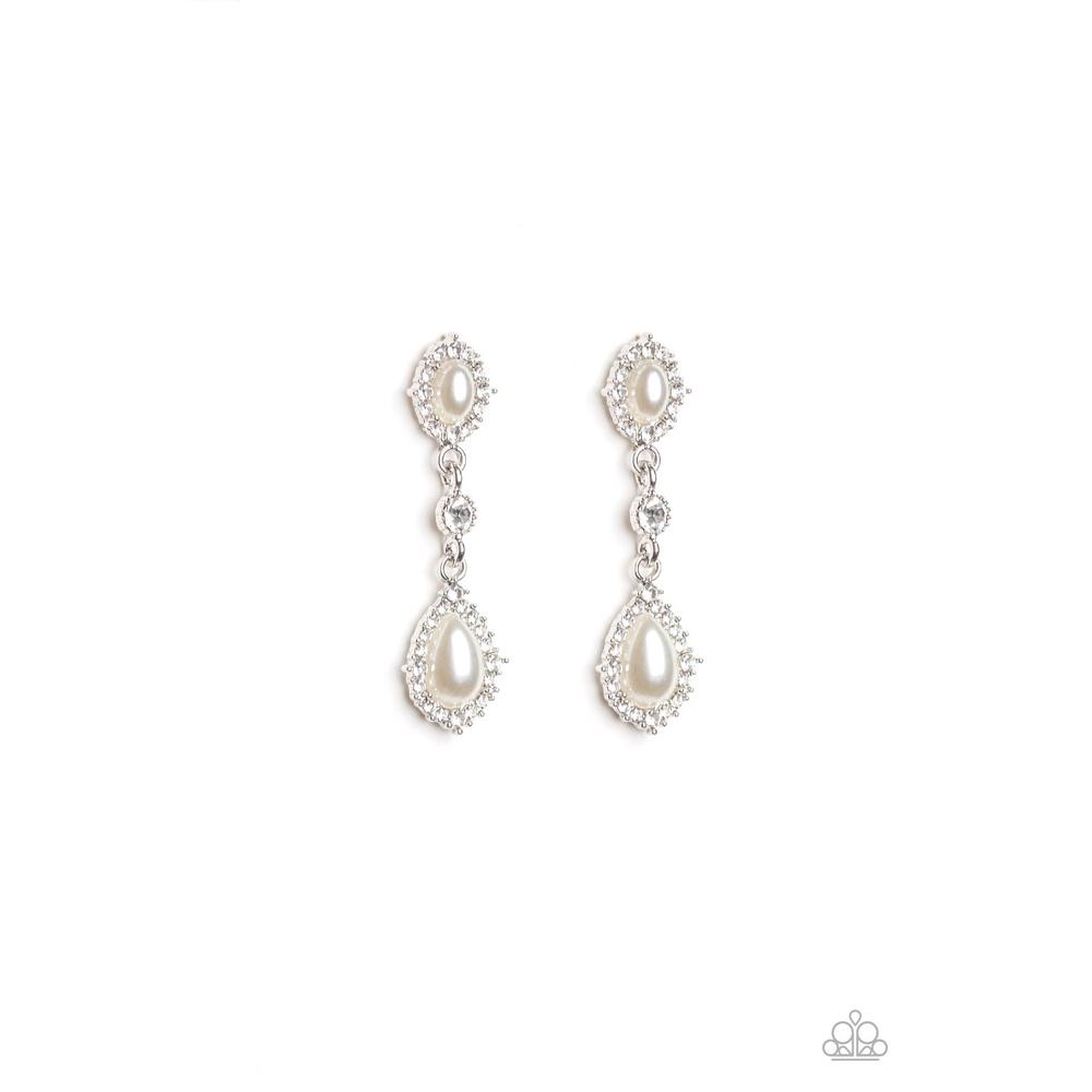 All-GLOWING - White Earrings - Paparazzi - Dare2bdazzlin N Jewelry