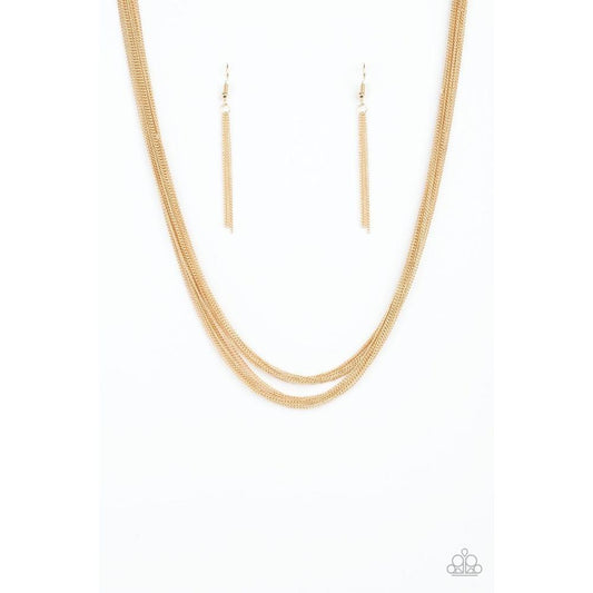 Backstage Bravada Gold Necklace - Paparazzi - Dare2bdazzlin N Jewelry