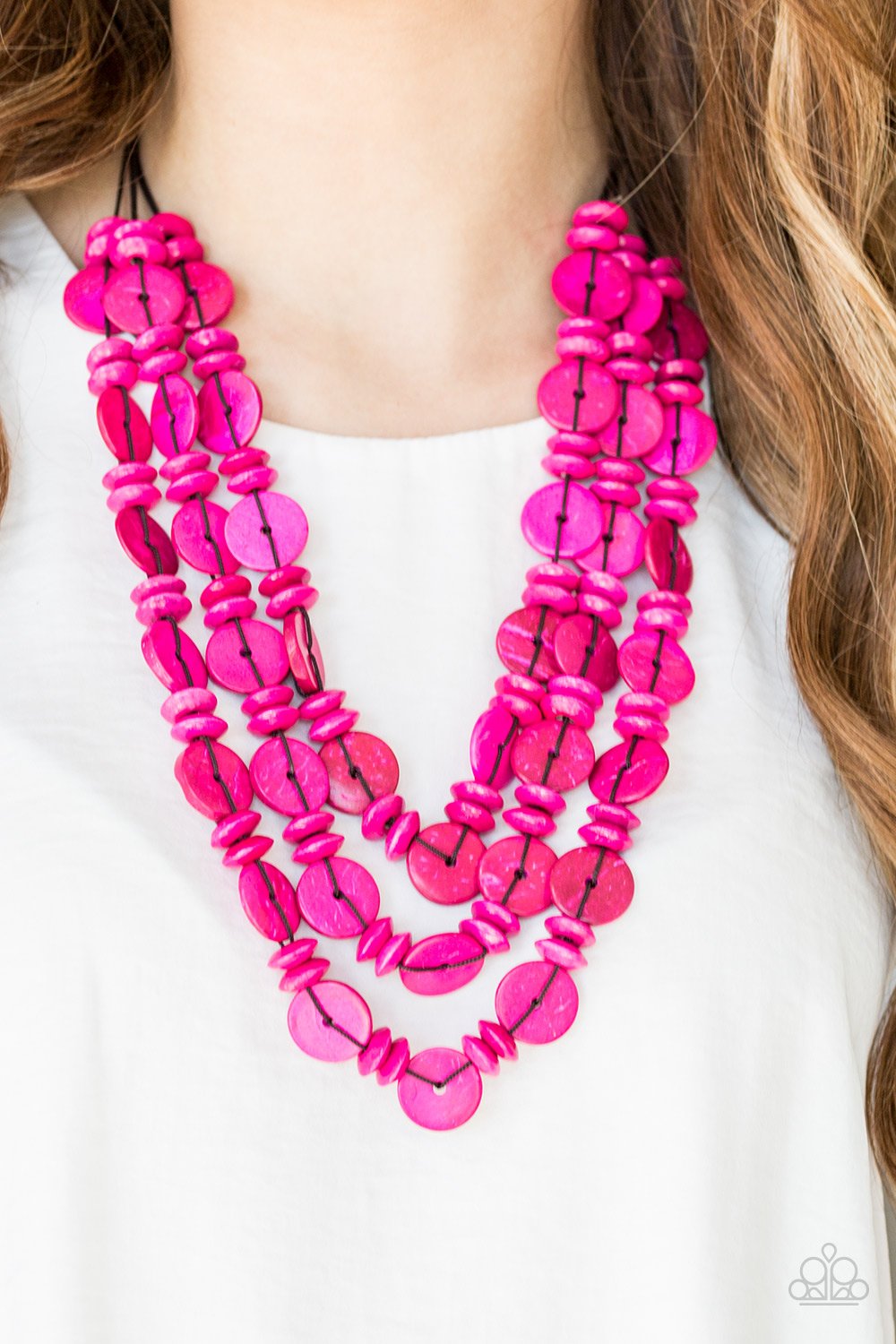 Barbados Bopper - Pink Necklace - Paparazzi - Dare2bdazzlin N Jewelry