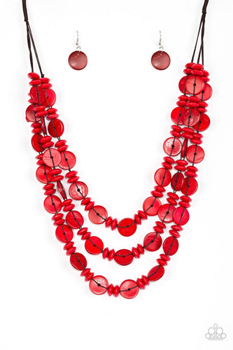 Barbados Bopper - Red Necklace - Paparazzi - Dare2bdazzlin N Jewelry