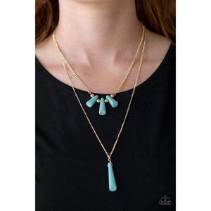 Basic Groundwork Turquoise and Gold Necklace - Paparazzi - Dare2bdazzlin N Jewelry