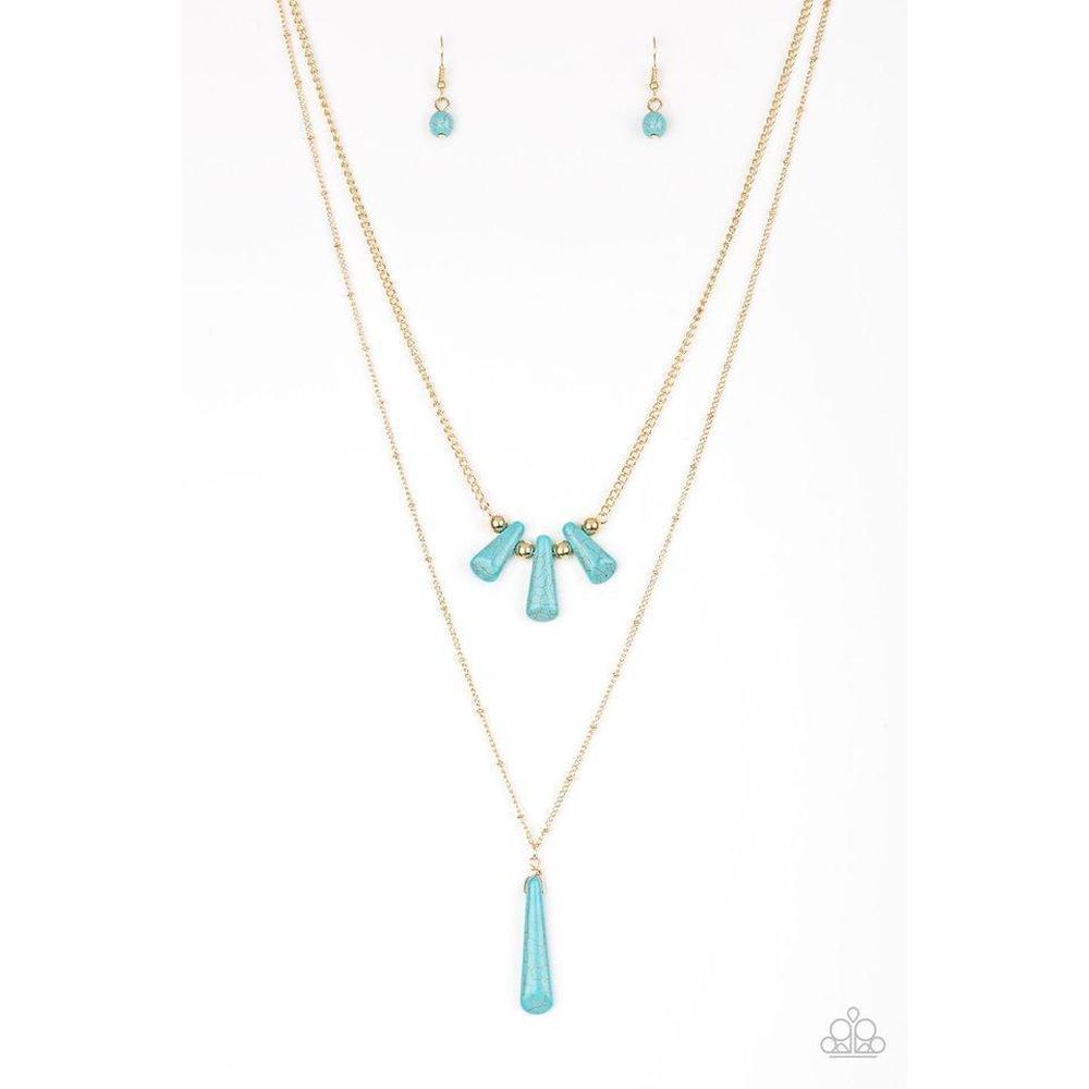 Basic Groundwork Turquoise and Gold Necklace - Paparazzi - Dare2bdazzlin N Jewelry