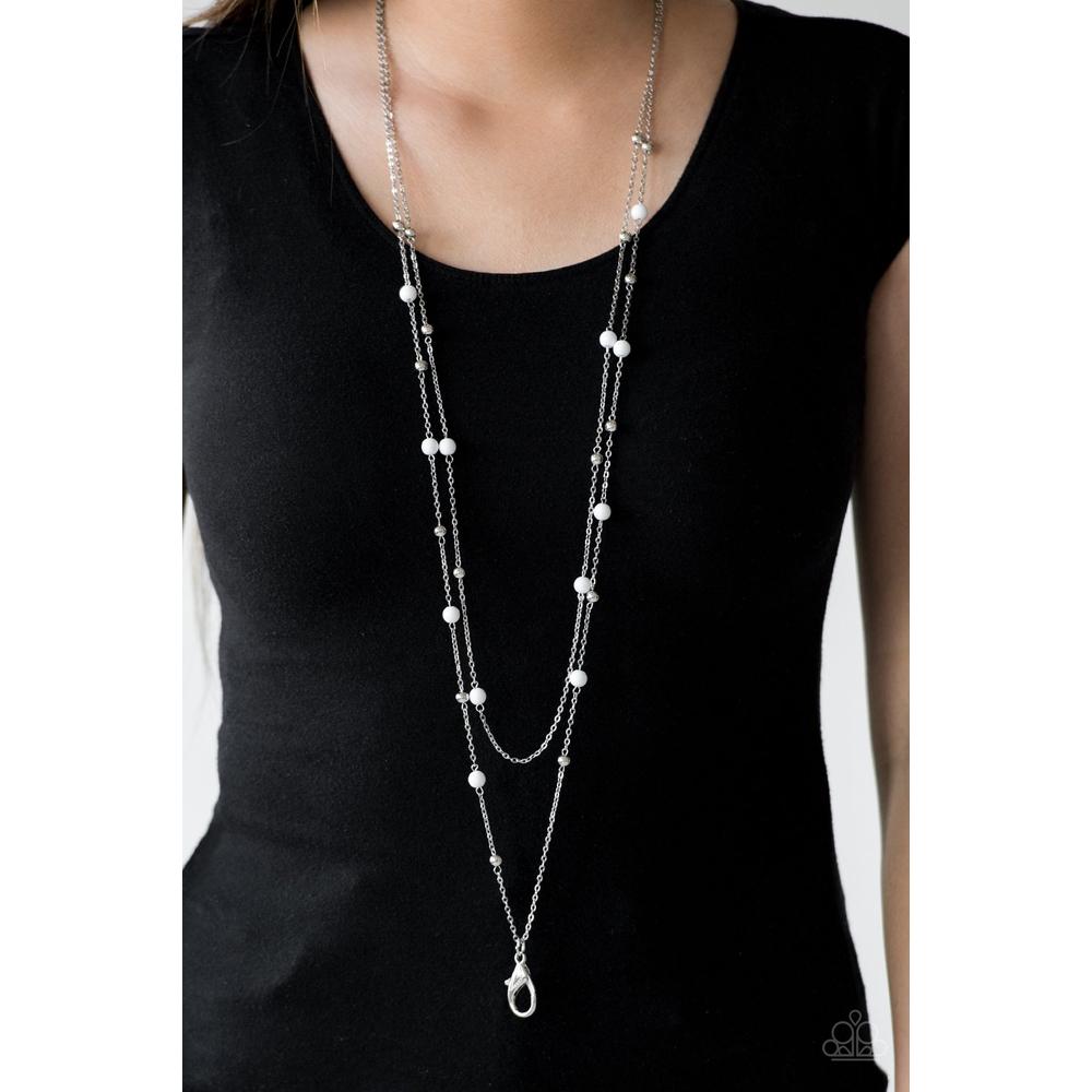 Beach Party Pageant White Lanyard Necklace - Paparazzi - Dare2bdazzlin N Jewelry