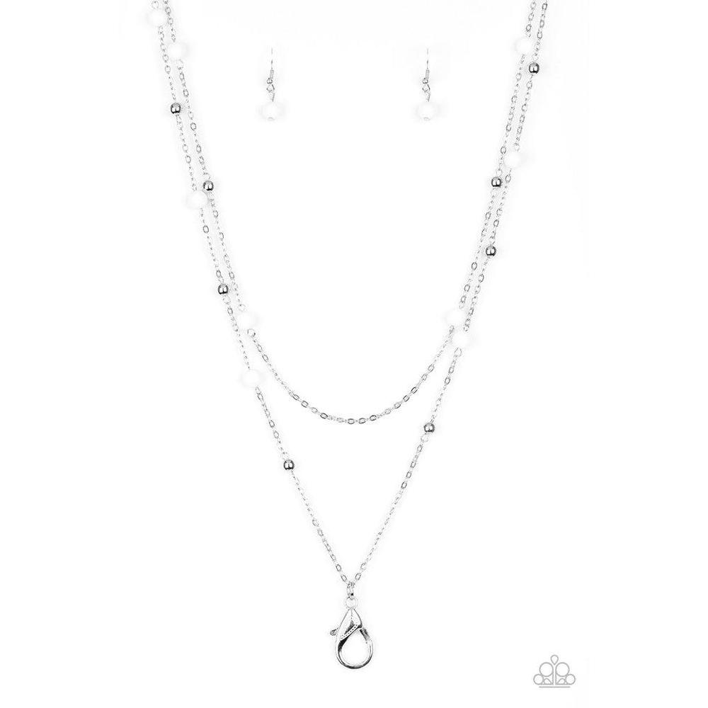 Beach Party Pageant White Lanyard Necklace - Paparazzi - Dare2bdazzlin N Jewelry