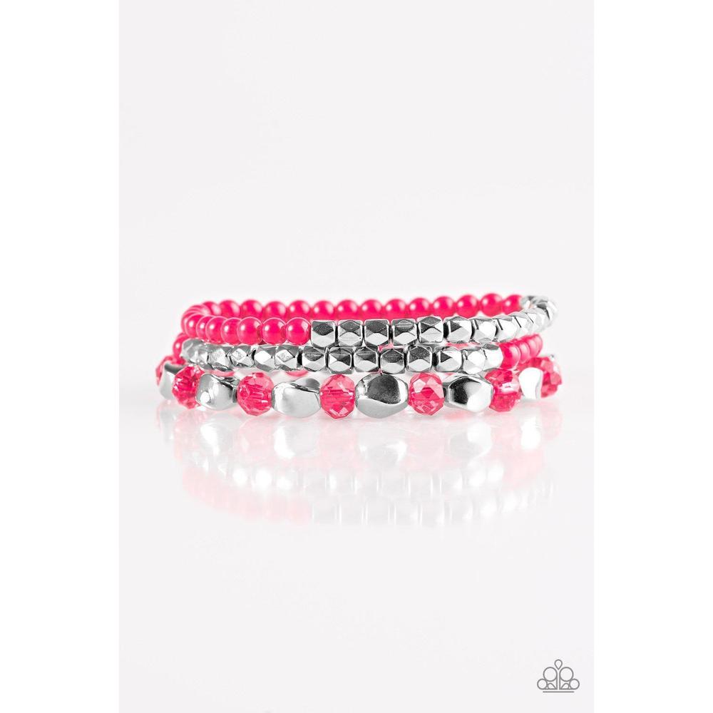 Beaded Bravado Pink Bracelet - Paparazzi - Dare2bdazzlin N Jewelry