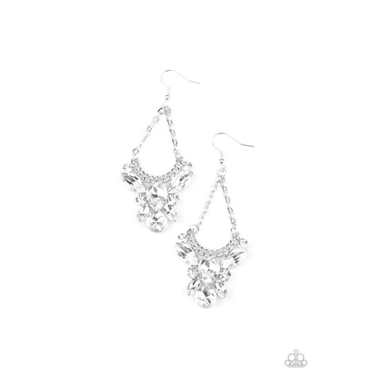 Bling Bouquets White Earrings - Paparazzi - Dare2bdazzlin N Jewelry