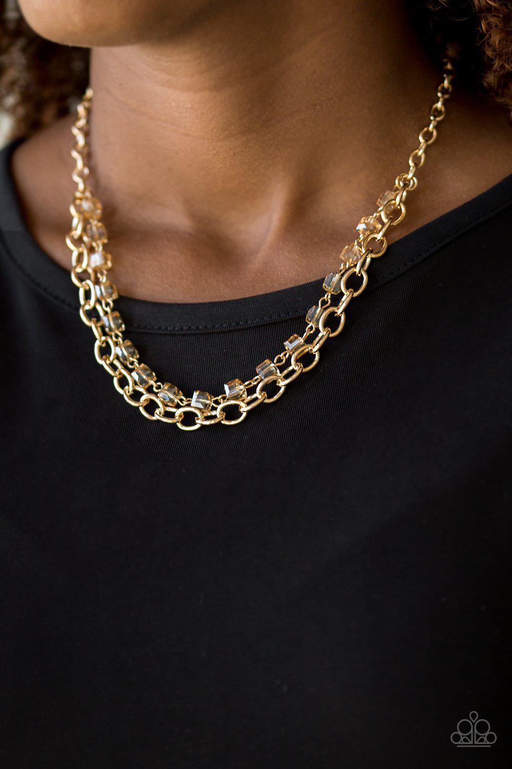 Block Party Princess - Gold Necklace - Paparazzi - Dare2bdazzlin N Jewelry