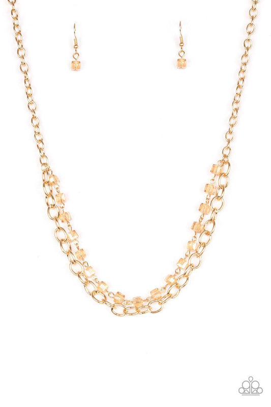 Block Party Princess - Gold Necklace - Paparazzi - Dare2bdazzlin N Jewelry