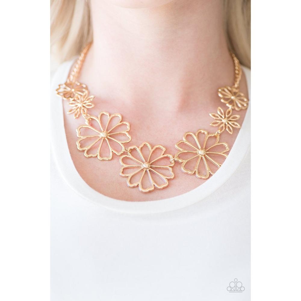Blooming With Beauty - Gold Necklace  - Paparazzi - Dare2bdazzlin N Jewelry
