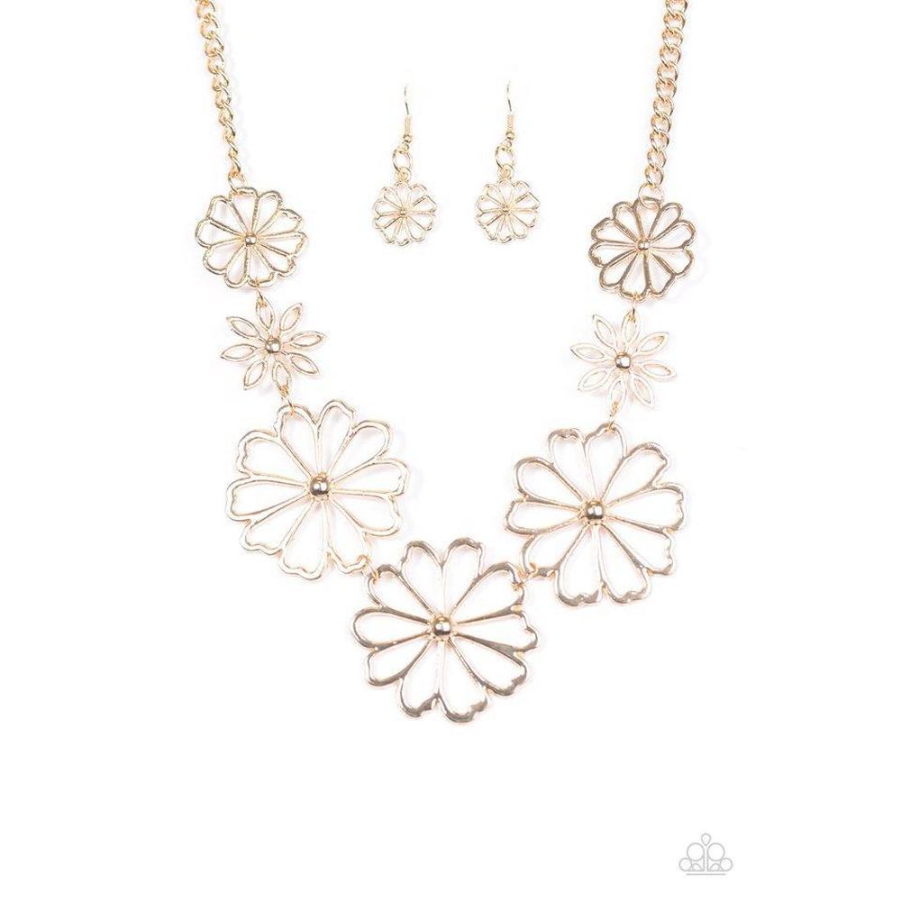 Blooming With Beauty - Gold Necklace  - Paparazzi - Dare2bdazzlin N Jewelry