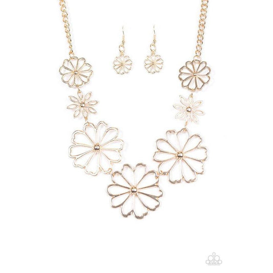 Blooming With Beauty - Gold Necklace  - Paparazzi - Dare2bdazzlin N Jewelry