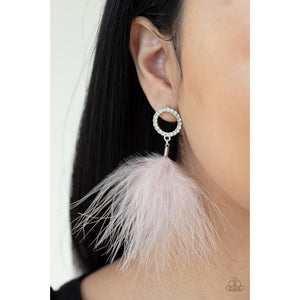 BOA Down Pink Post Earring - Paparazzi - Dare2bdazzlin N Jewelry