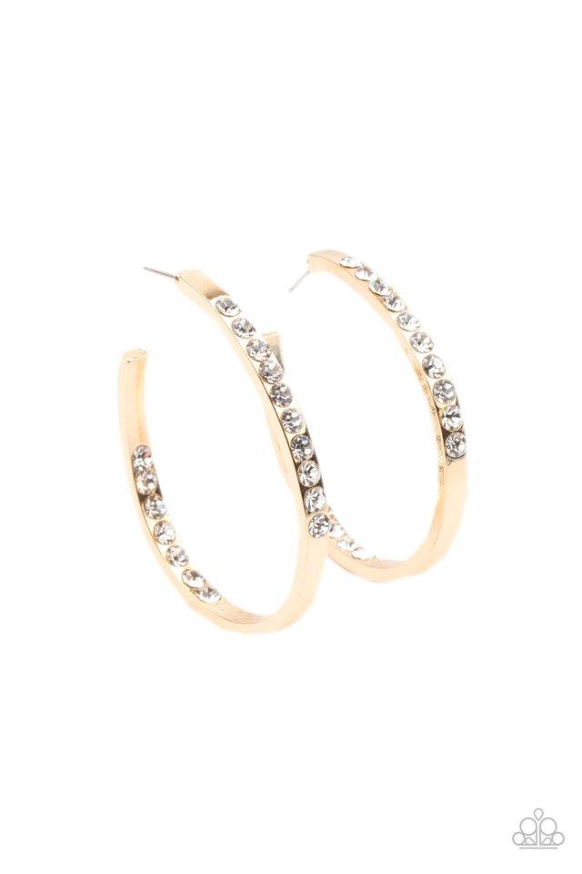Borderline Brilliance Gold Earring - Paparazzi - Dare2bdazzlin N Jewelry