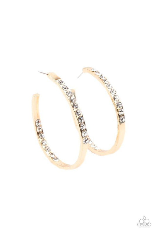 Borderline Brilliance Gold Earring - Paparazzi - Dare2bdazzlin N Jewelry
