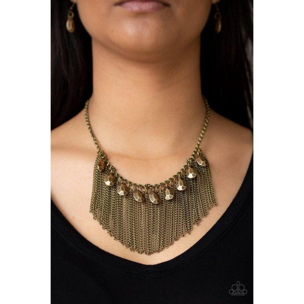 Bragging Rights Brass Necklace - Paparazzi - Dare2bdazzlin N Jewelry