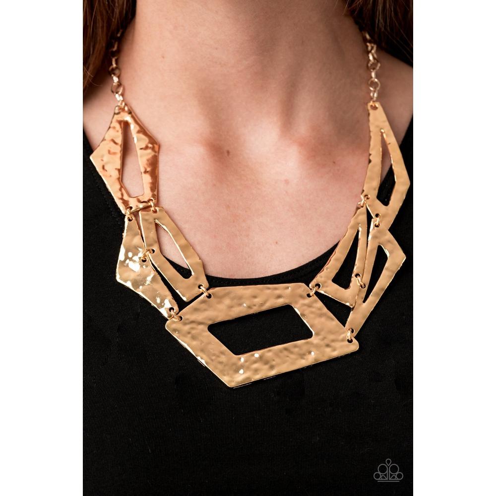 Break The Mold - Gold Necklace - Paparazzi - Dare2bdazzlin N Jewelry