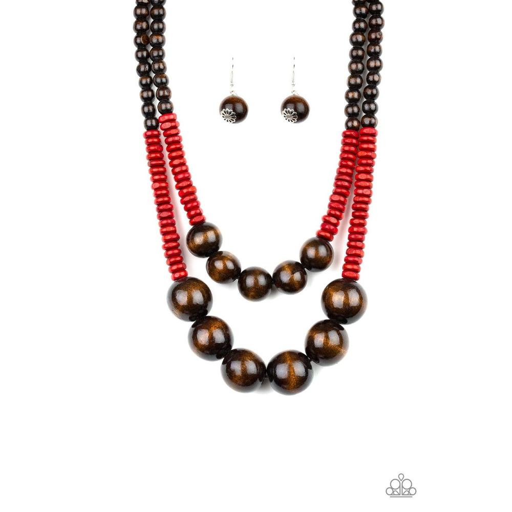 Cancun Castaway Red Necklace - Paparazzi - Dare2bdazzlin N Jewelry
